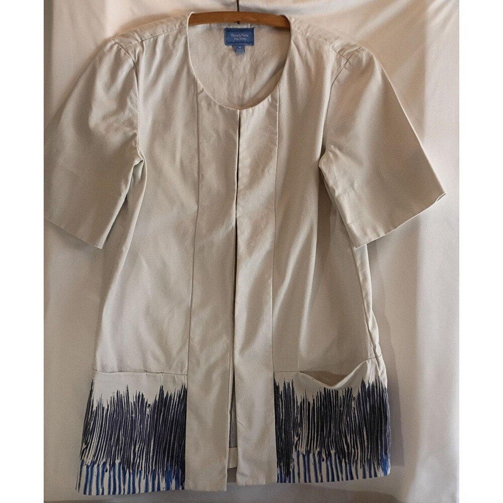 Simply Vera Vera Wang Long Jacket Cardigan Size M Cream And Blue